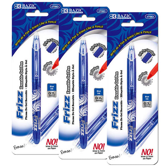 Gel Pen Frizz Blue Erasable with Grip