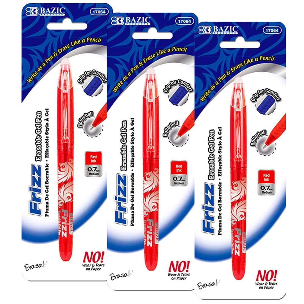 Frizz Red Erasable Gel Pen with Grip | 1 Ct