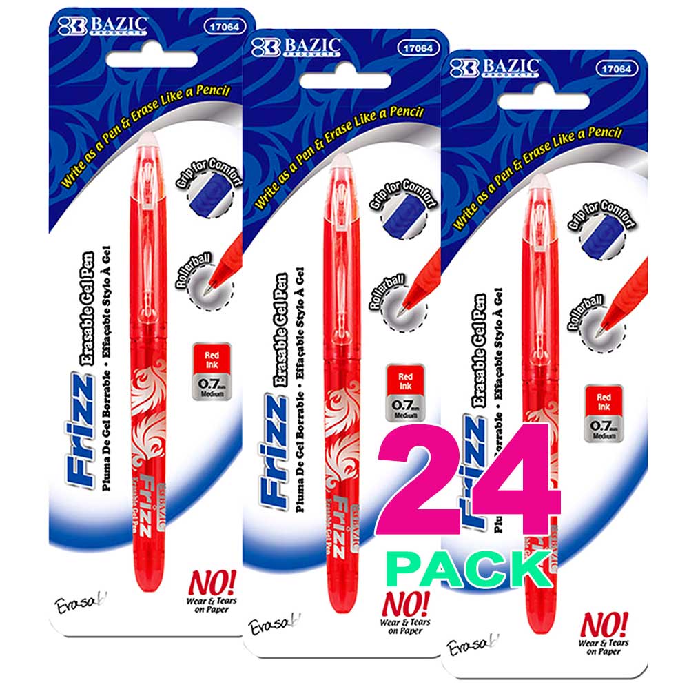 Frizz Red Erasable Gel Pen with Grip | 1 Ct