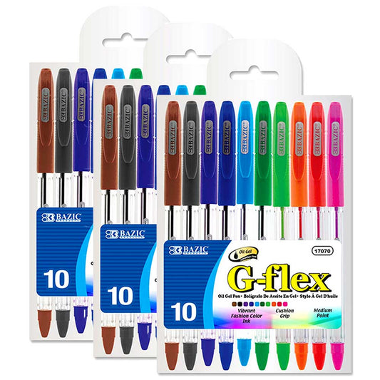 Pens 10 Color Dazzle Color G-Flex Oil-Gel Ink Pen, Soft Barrel Grip | 10 Ct - g8central.com