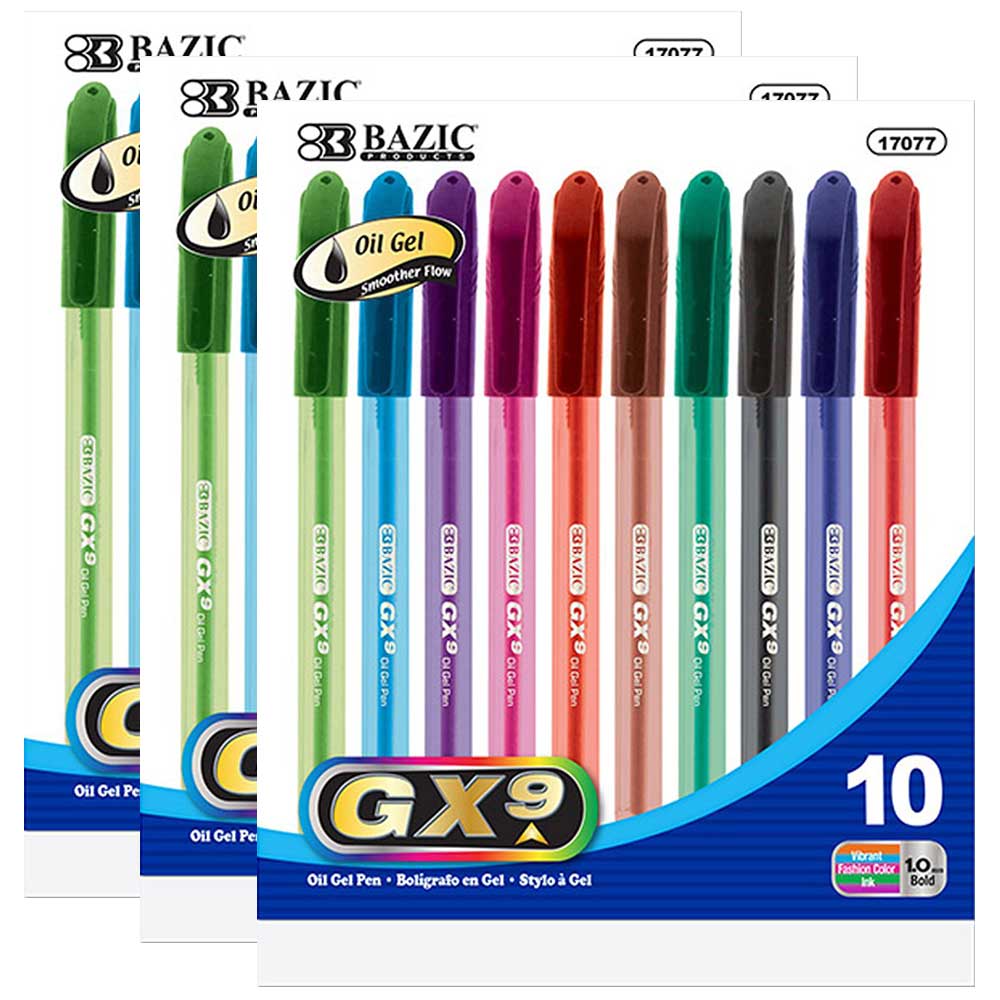 GX-9 Triangle Assorted Oil Gel Ink Pen | 10 Ct