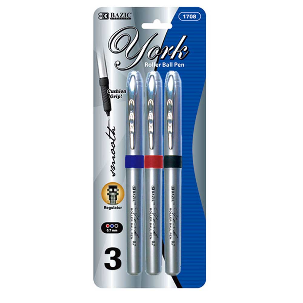 York Rollerball Pen 0.7mm, Grip Cushion | Asst. Color | 3 Ct - g8central.com