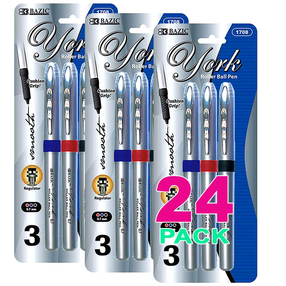 York Rollerball Pen 0.7mm, Grip Cushion | Asst. Color | 3 Ct - g8central.com
