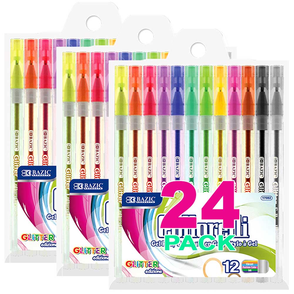 12 Glitter Color Collorelli Gel Pen, Rollerball Point Macarons Glitter Colors | 12 Ct