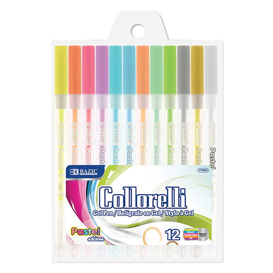 Pens 12 Pastel Color Collorelli Gel Pen, Rollerball Point Macarons Glitter Colors | 12 Ct