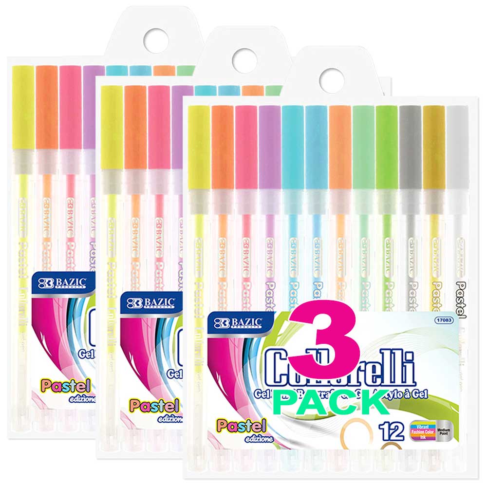 Pens 12 Pastel Color Collorelli Gel Pen, Rollerball Point Macarons Glitter Colors | 12 Ct