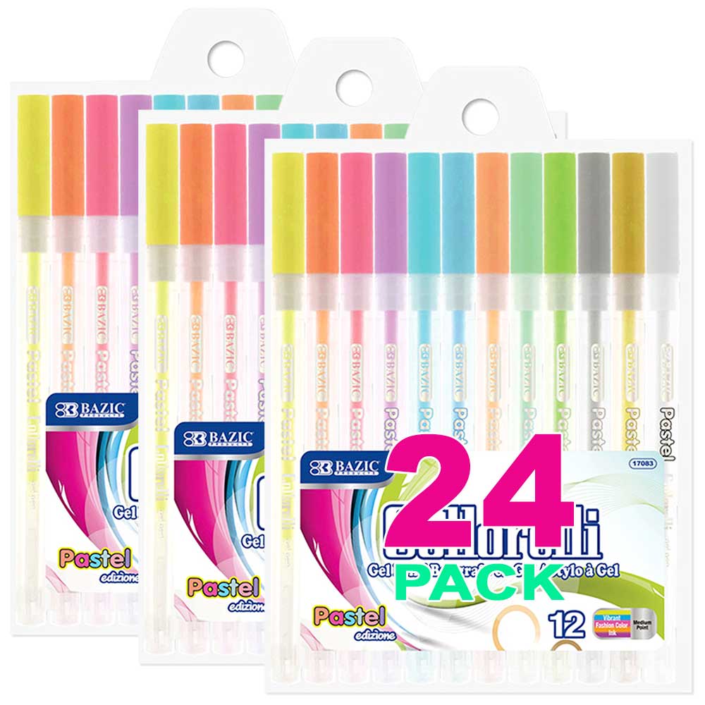 Pens 12 Pastel Color Collorelli Gel Pen, Rollerball Point Macarons Glitter Colors | 12 Ct