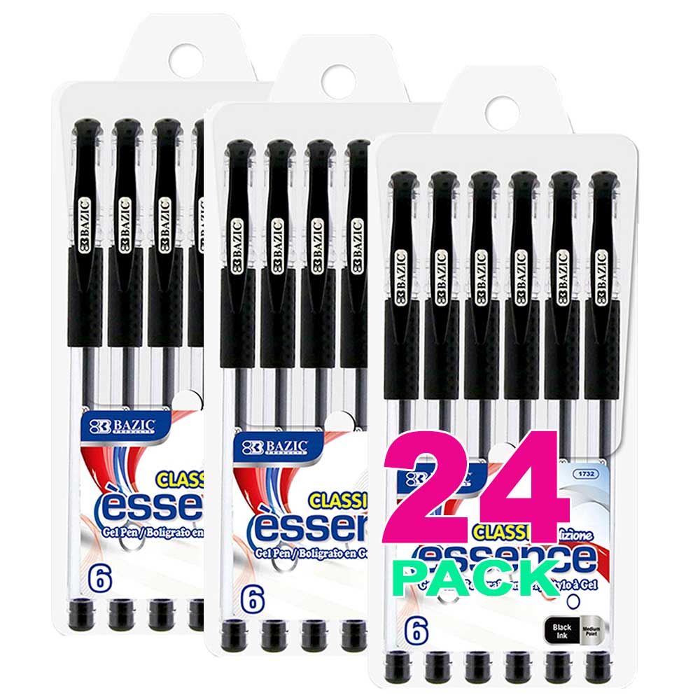 Pens ESSENCE Gel Ink with Cushion Grip BLACK | 6 Ct