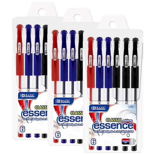 Assorted Colors Gel Pen w/Cushion Grip, Assorted Color | 6 Ct