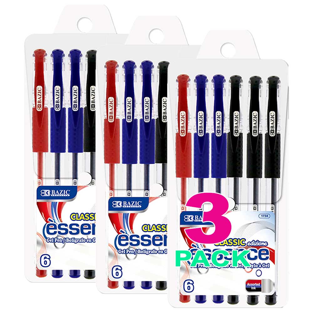 Assorted Colors Gel Pen w/Cushion Grip, Assorted Color | 6 Ct