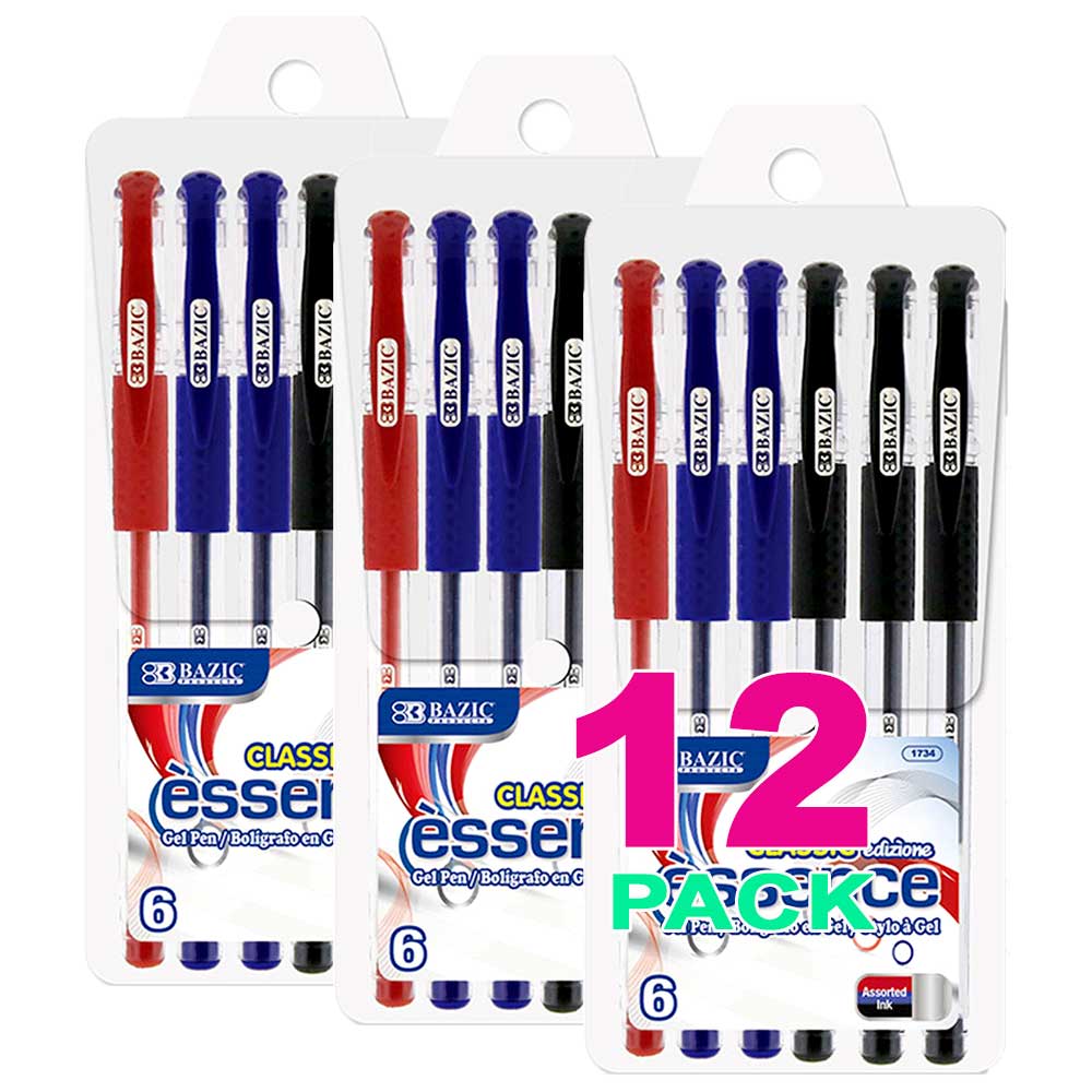 Assorted Colors Gel Pen w/Cushion Grip, Assorted Color | 6 Ct