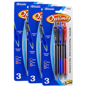 Pens Optima Oil-Gel Ink Retractable Pen w/Grip | 3 Ct