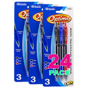 Pens Optima Assorted Oil-Gel Ink Retractable w/Grip | 3 Ct