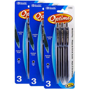 Optima Black Oil-Gel Ink Retractable Pen w/Grip | 3 Ct