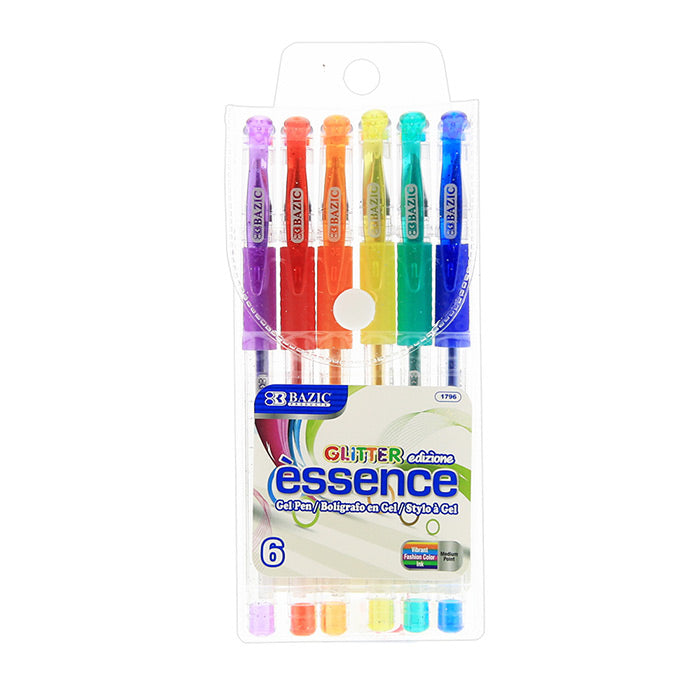 Glitter Colors Gel Pen w/Cushion Grip, Assorted Color | 6 Ct