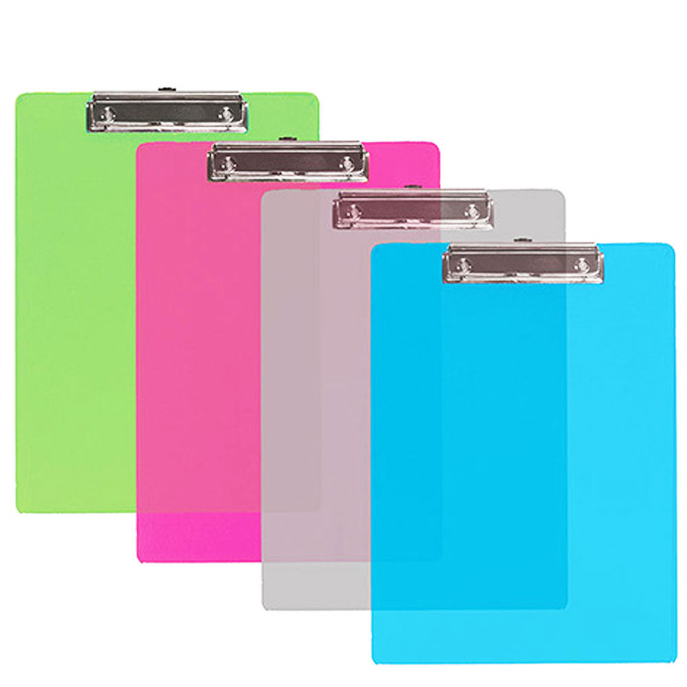 Memo Size Plastic Clipboard with Sturdy Low Profile Clip | 4-ct.