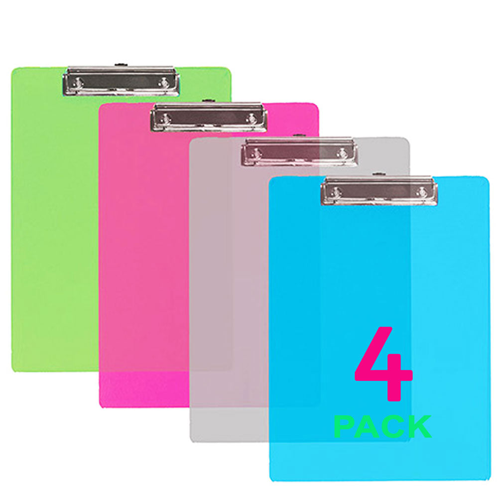 Memo Size Plastic Clipboard with Sturdy Low Profile Clip | 4-ct.