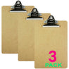 Memo Size Clipboard (Wood) w/Sturdy Spring Clip, 3 Pack