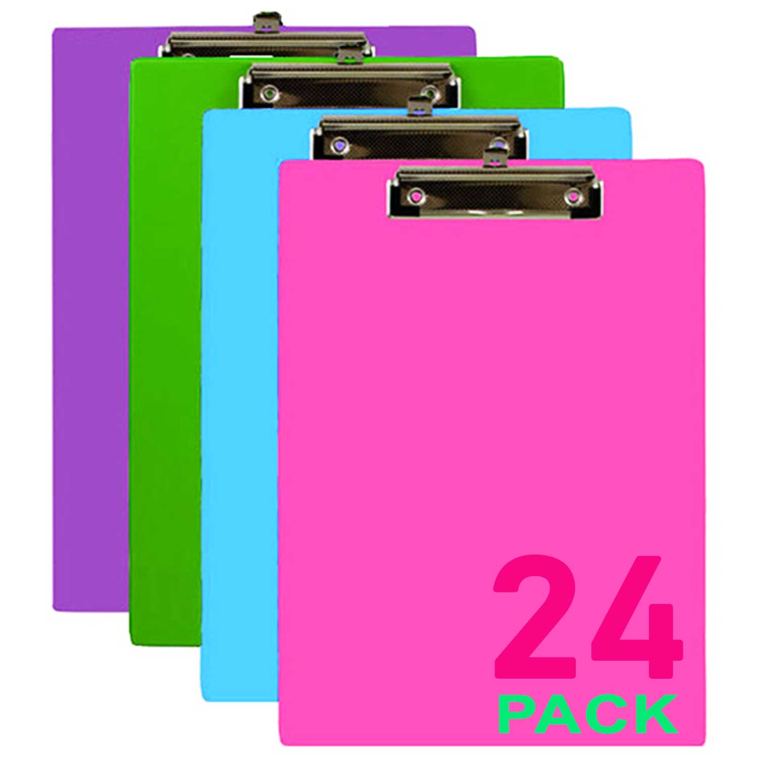 Bright Color PVC Standard Size Clipboard Low Profile Clip, A4 Letter Size, Assorted 4 Colors