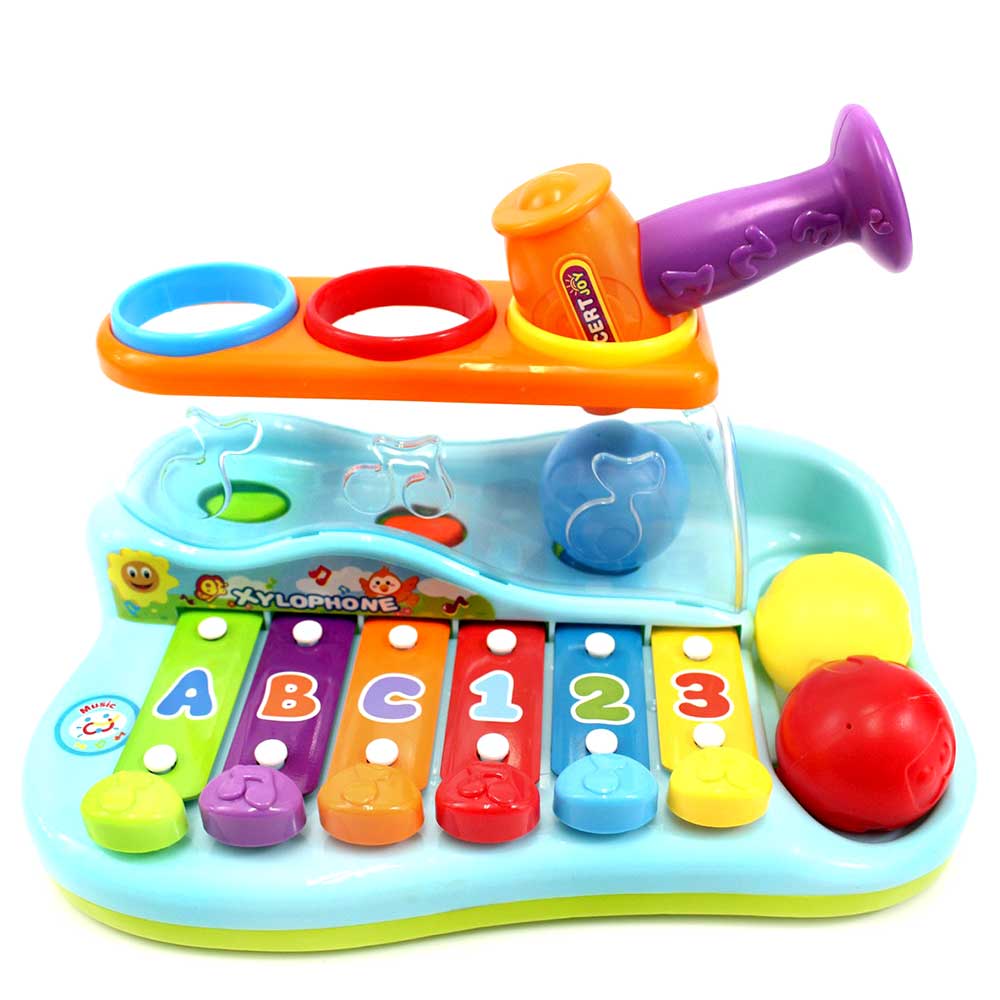 Rainbow Xylophone Piano Pounding Bench For Kids With Balls And Hammer