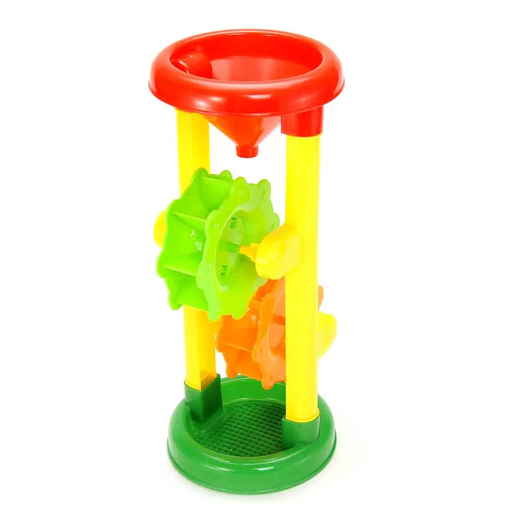 Double Sand Wheel Beach Toy Set With Bucket, Shovels, Rakes, Sailboat, And 3 Molds G8Central