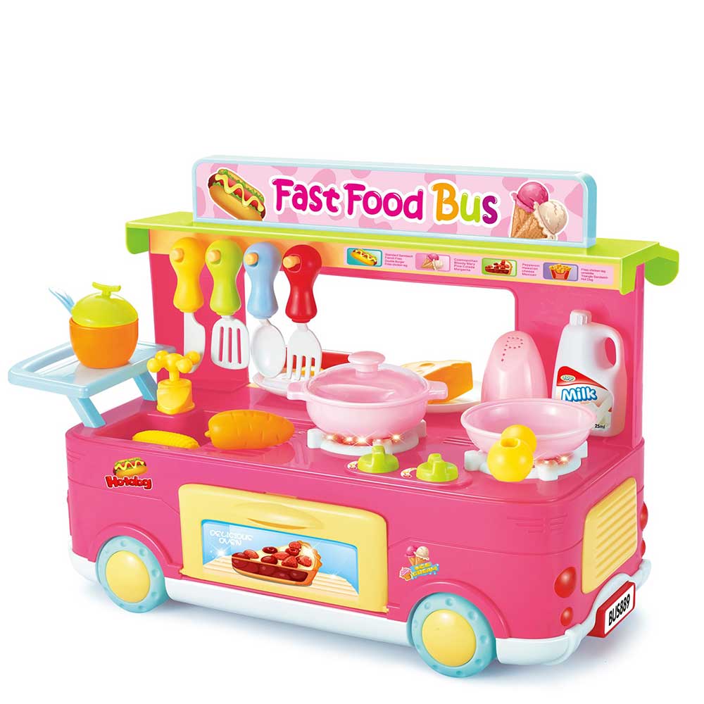 Fast Food Bus Kitchen Play Set Toy 29pcs