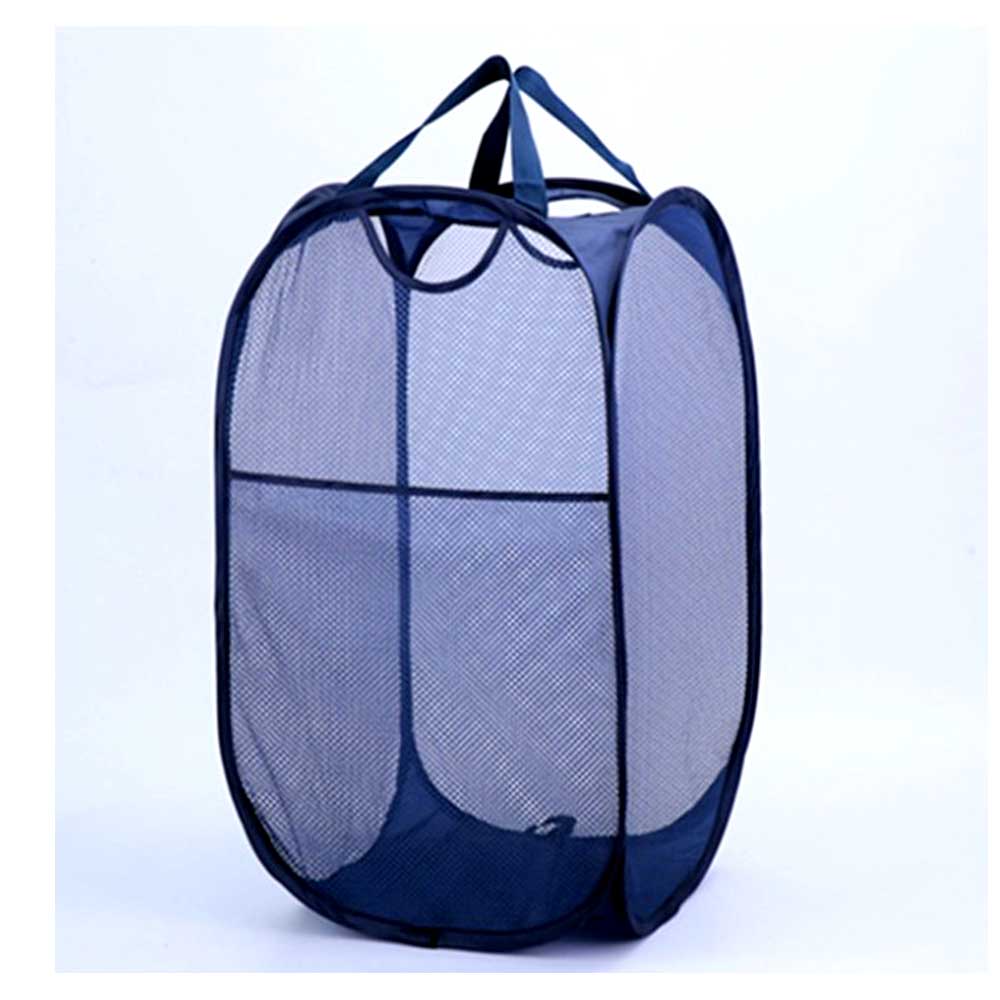 Laundry Baskets Mesh Pop Up With Side Pocket | Dark Blue