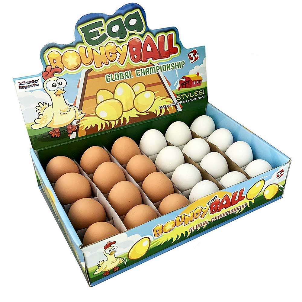 Realistic Fake Rubber Bouncy Eggs (24 Eggs Per Pack)