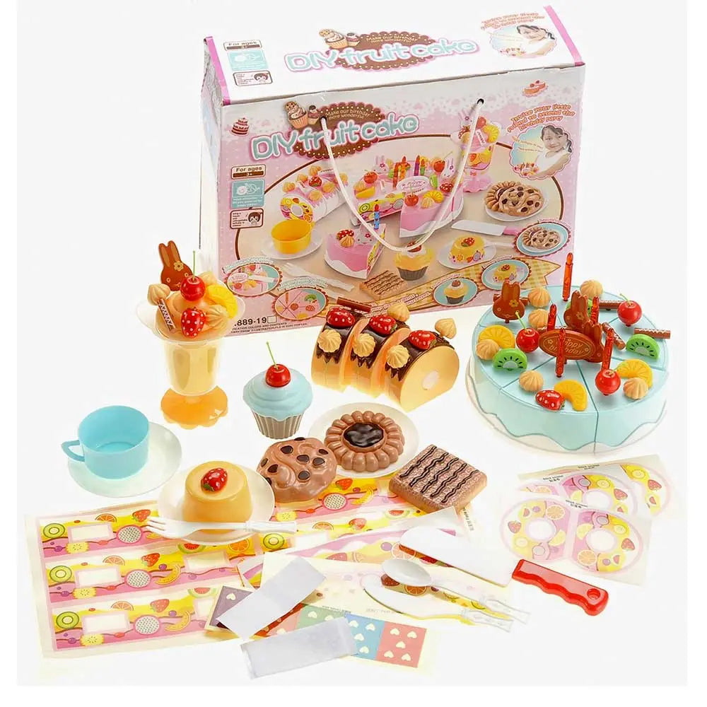 Birthday Cake 75pcs Pretend Play Food Toy Set | Blue G8Central