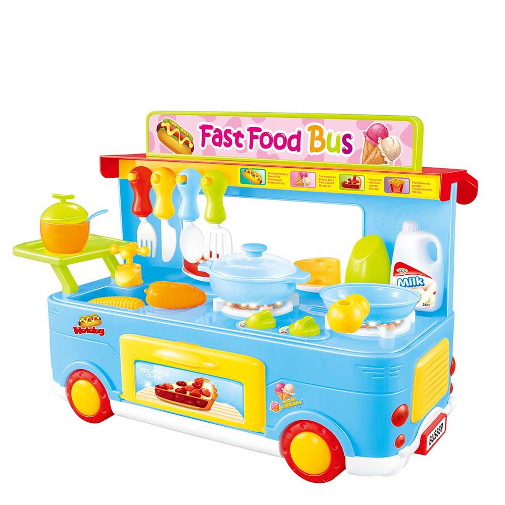 Fast Food Bus Kitchen Play Set Toy 29pcs