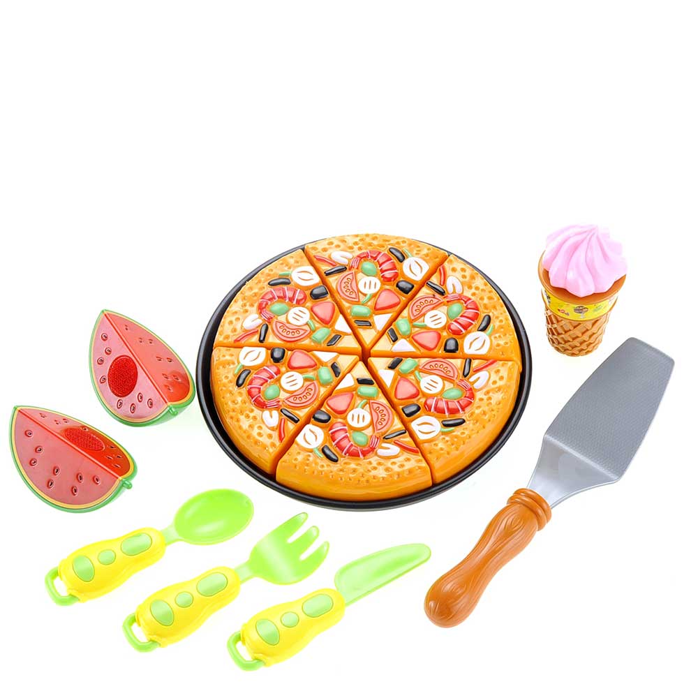 Pizza, Watermelon, and Ice Cream Cutting Food Playset