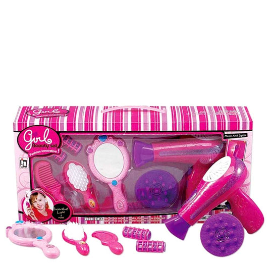 Beauty Salon Fashion Play Set With Hairdryer, Mirror, And Accessories