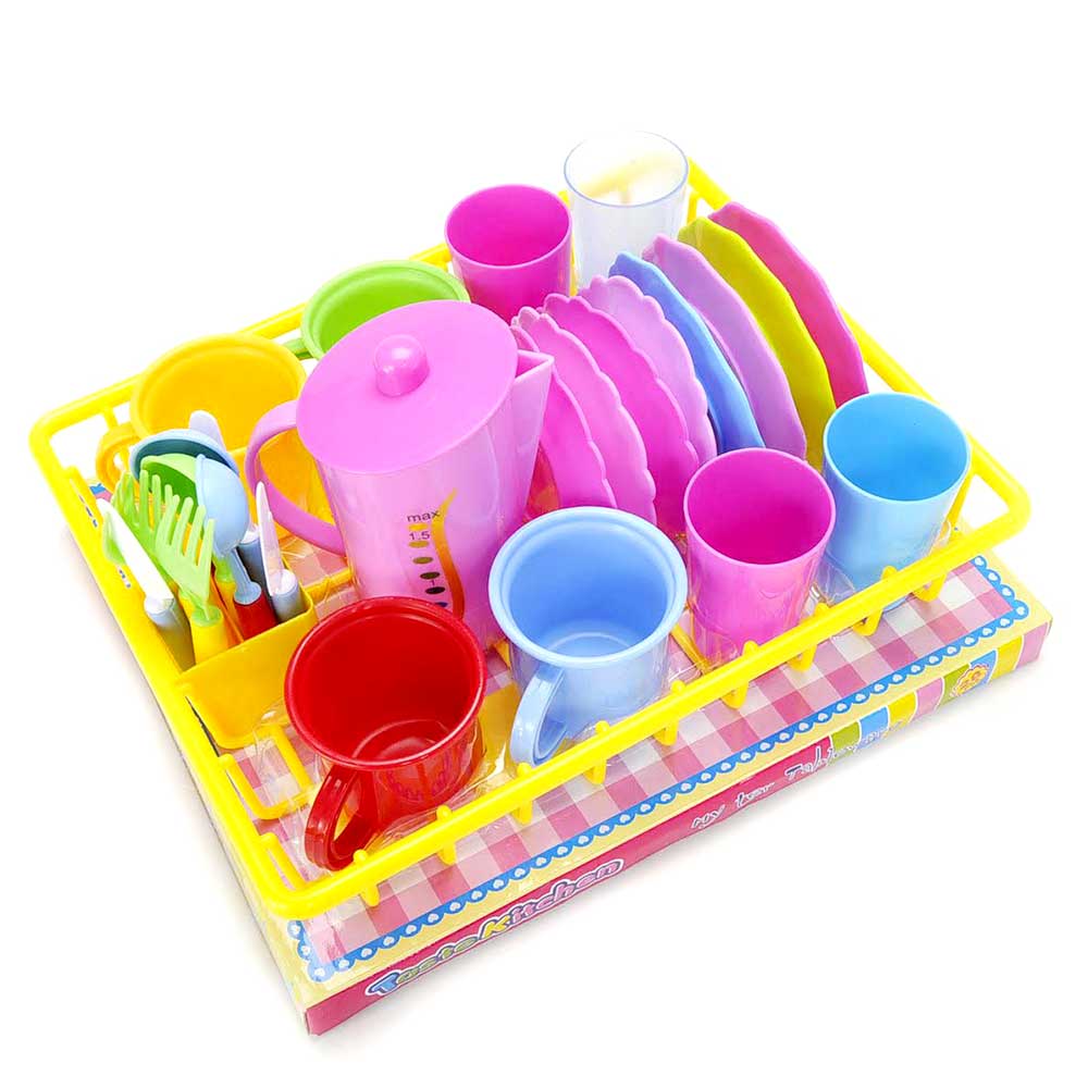 Play Dishes Kitchen Wash and Dry Tea Playset 27pcs