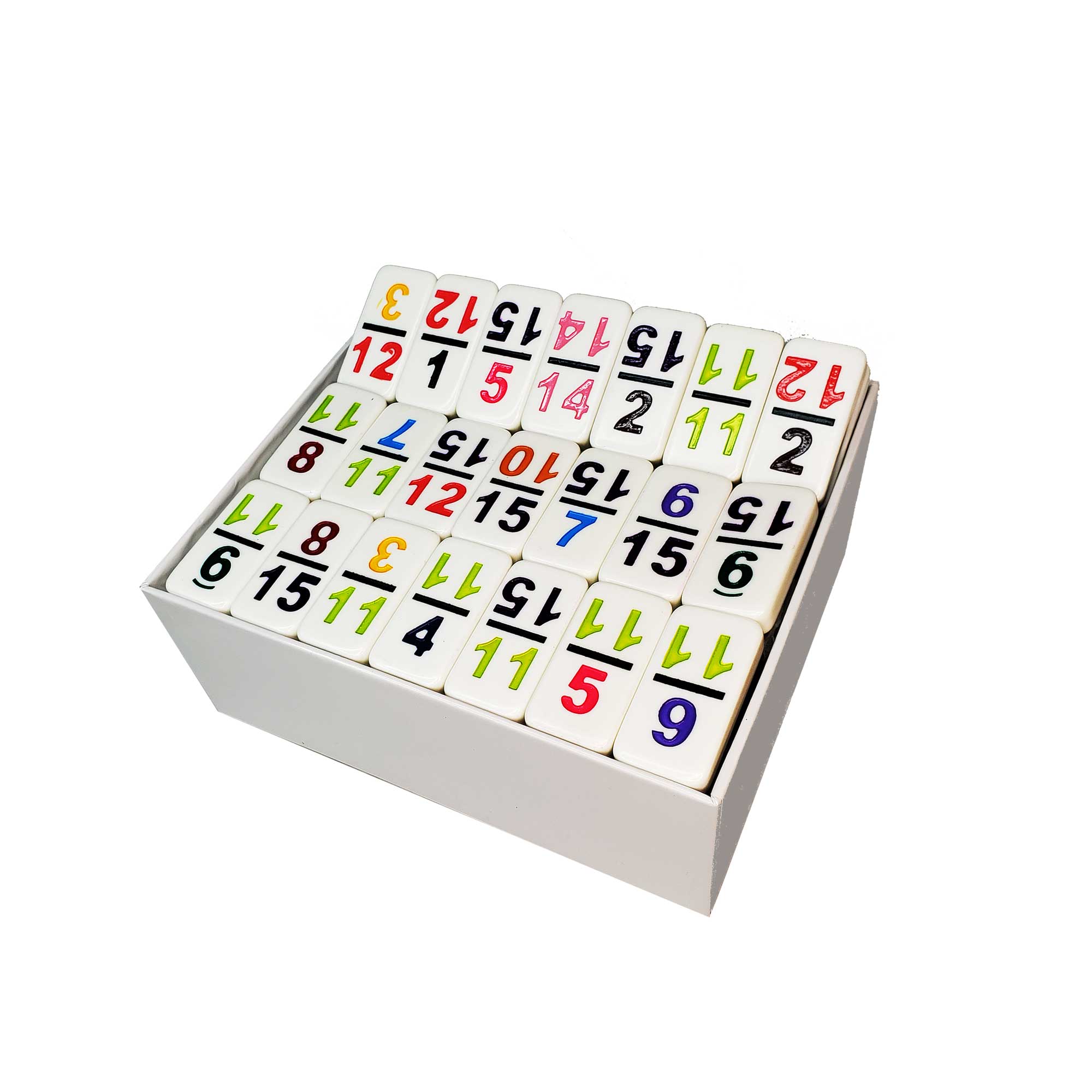High Quality Double 15 Professional Numeral Dominoes Set | COLOR Numeral on WHITE Tiles