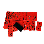 ACRYLIC Dominoes Set Premium Double Six with Spinners | color: Lucky-RED/ BLACK