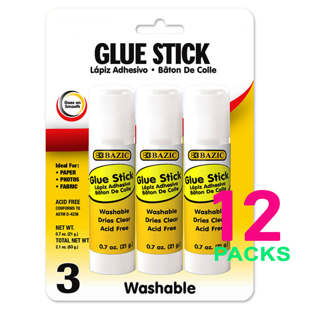 Glue Sticks Large Washable | 3-Pack 0.7 oz (21g).