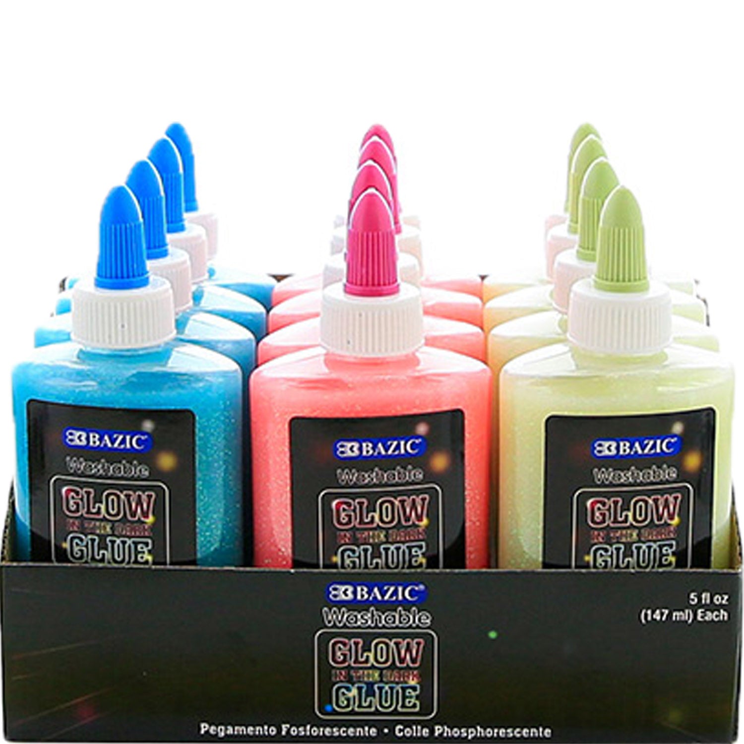 Glow in The Dark Glitter GlueWashable Sparkle Shimmer Slime Colors - 5 fl oz (147ml)12-Pack - G8 Central