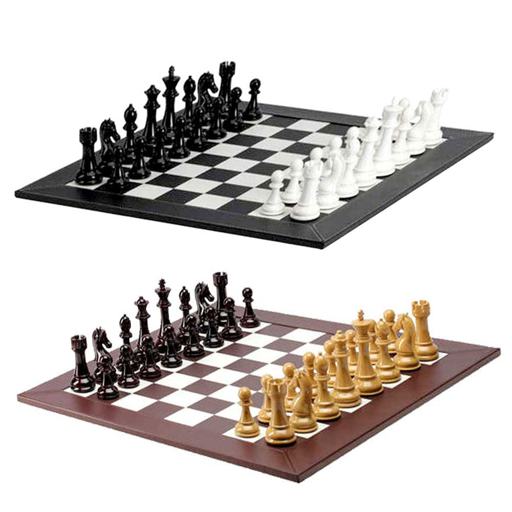 Chess Set Deluxe with Leatherette Chessboards | 21-inch