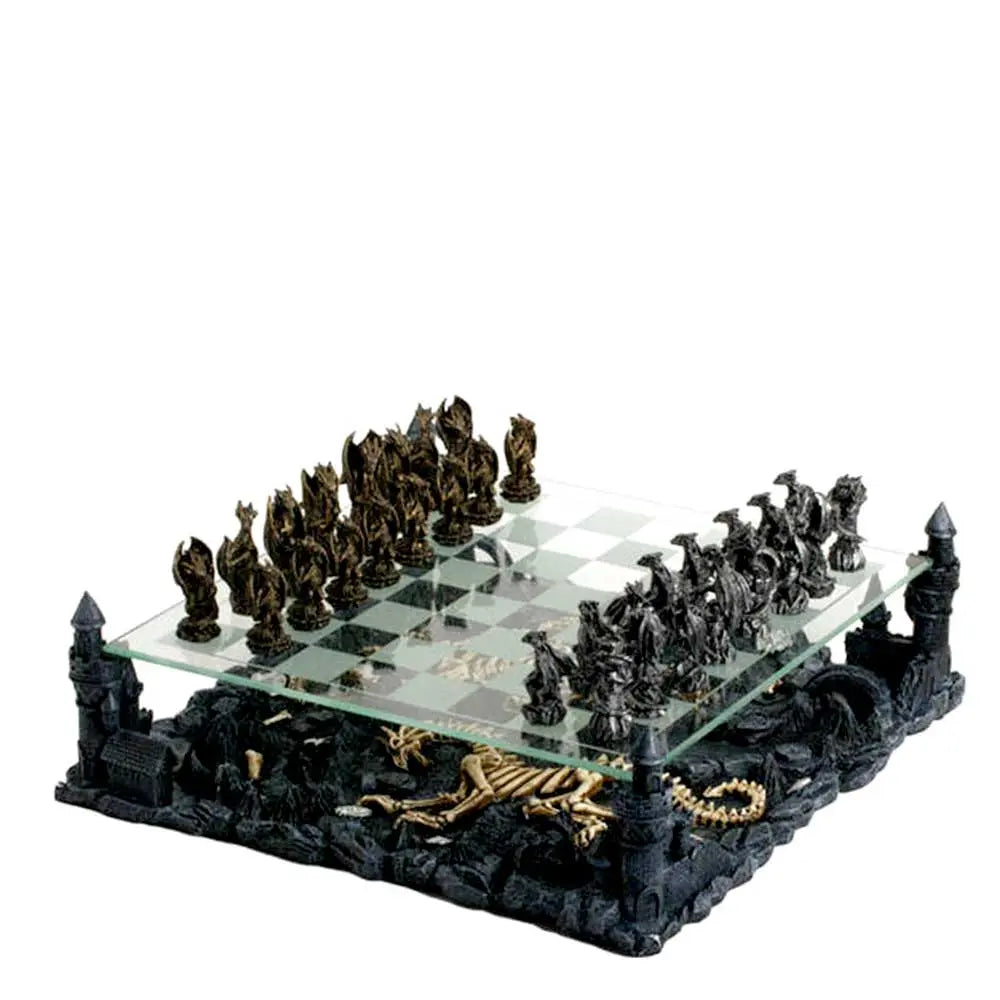 Luxury Metal Dragon Chess Set – 3D Decorative Board, Hand-Crafted Metal Pieces, 15" Deluxe Display Set 🏷️ G8Central