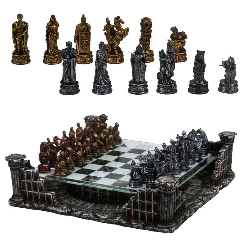 Metal Chess Set with 3D-Theme Decorative | GLADIATOR