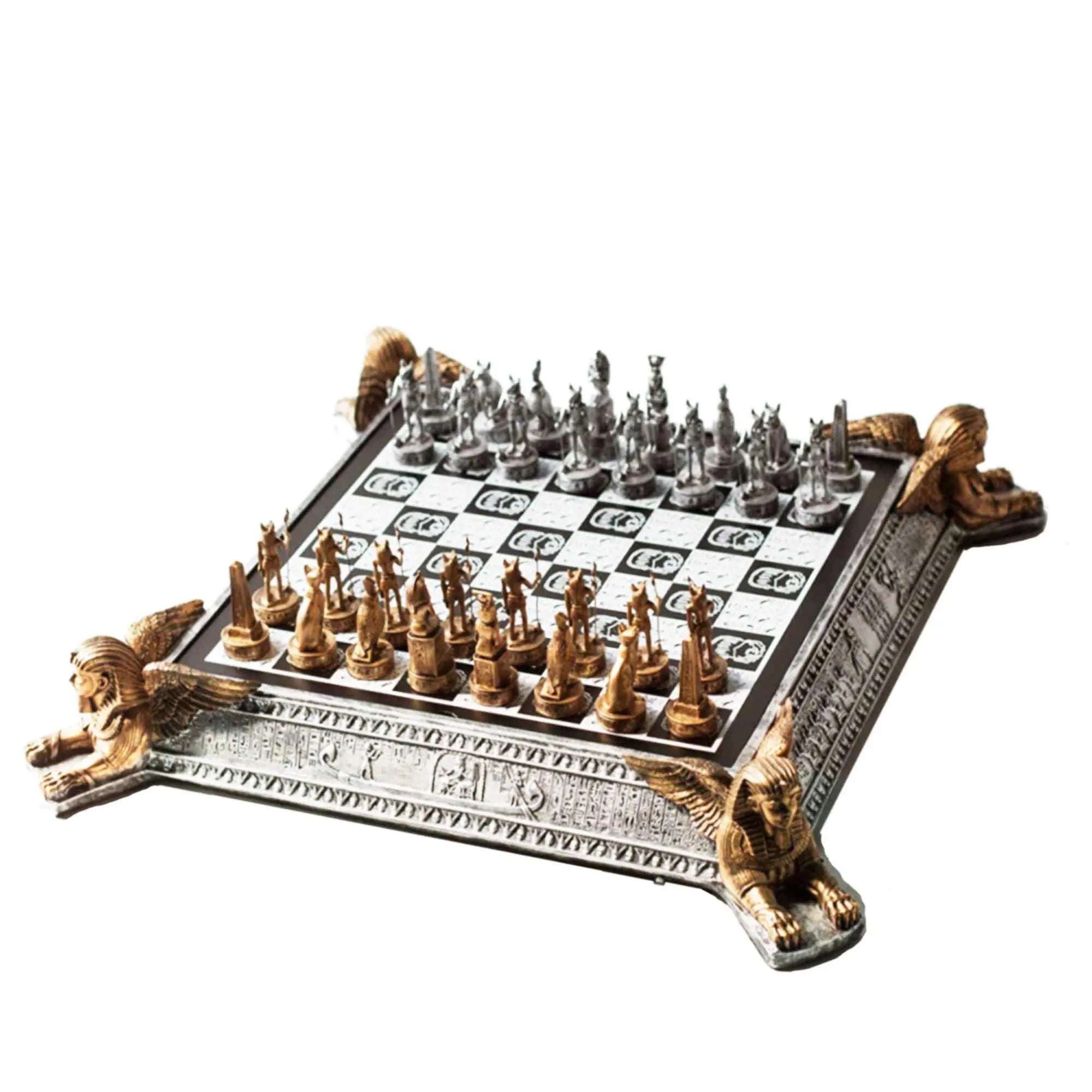 Chess Set EGYPTIAN Theme | Gold an Silver Pewter 3D Decorative G8Central
