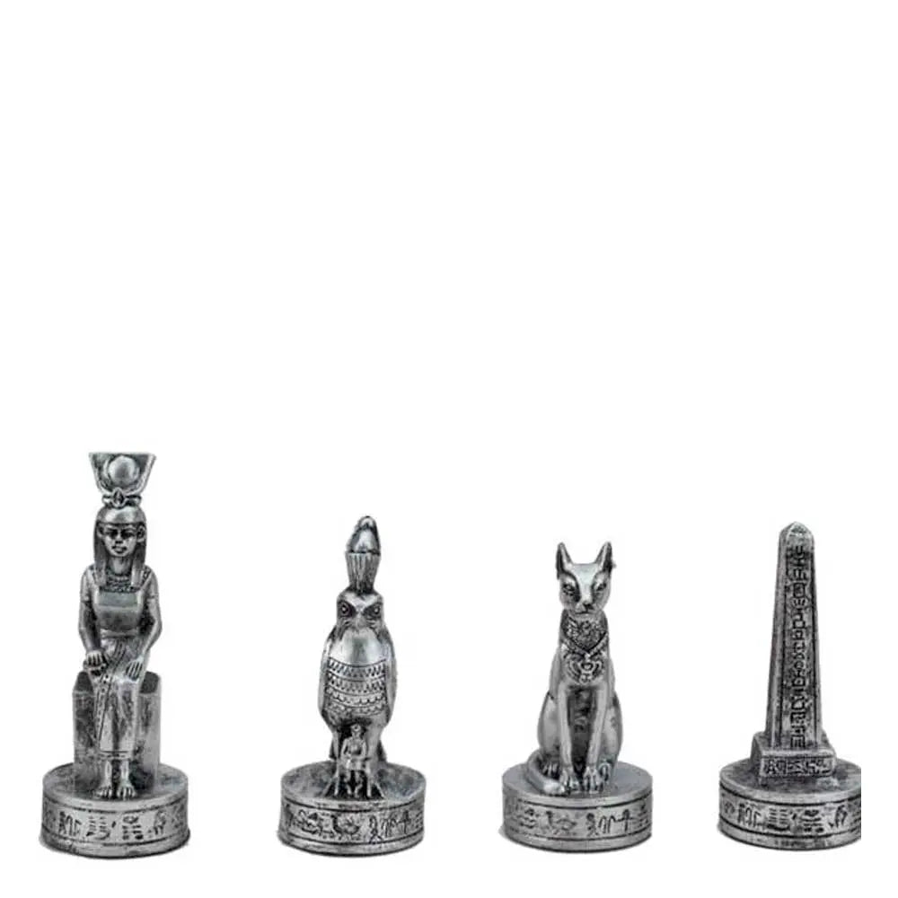 Chess Set EGYPTIAN Theme | Gold an Silver Pewter 3D Decorative G8Central