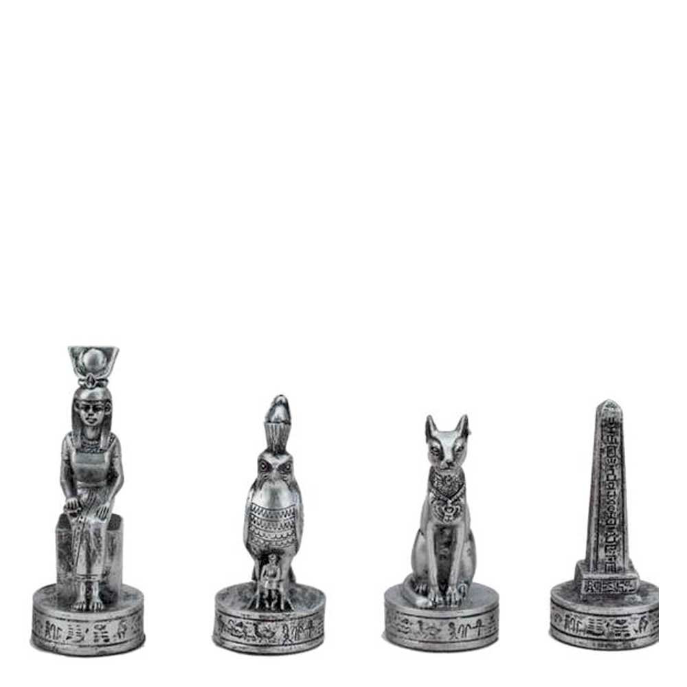 Chess Set EGYPTIAN Theme | Gold an Silver Pewter 3D Decorative