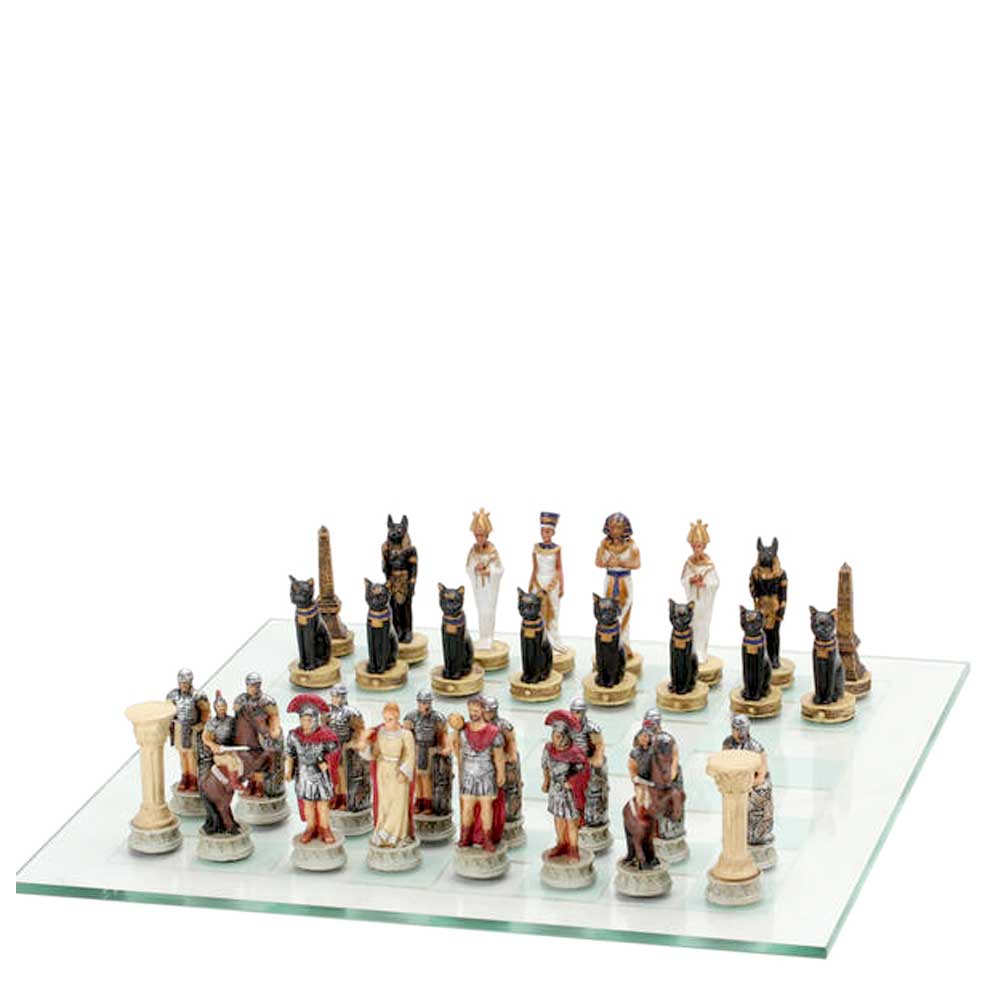 Collectible Hand Painted Themed Chess Sets With Glass Board