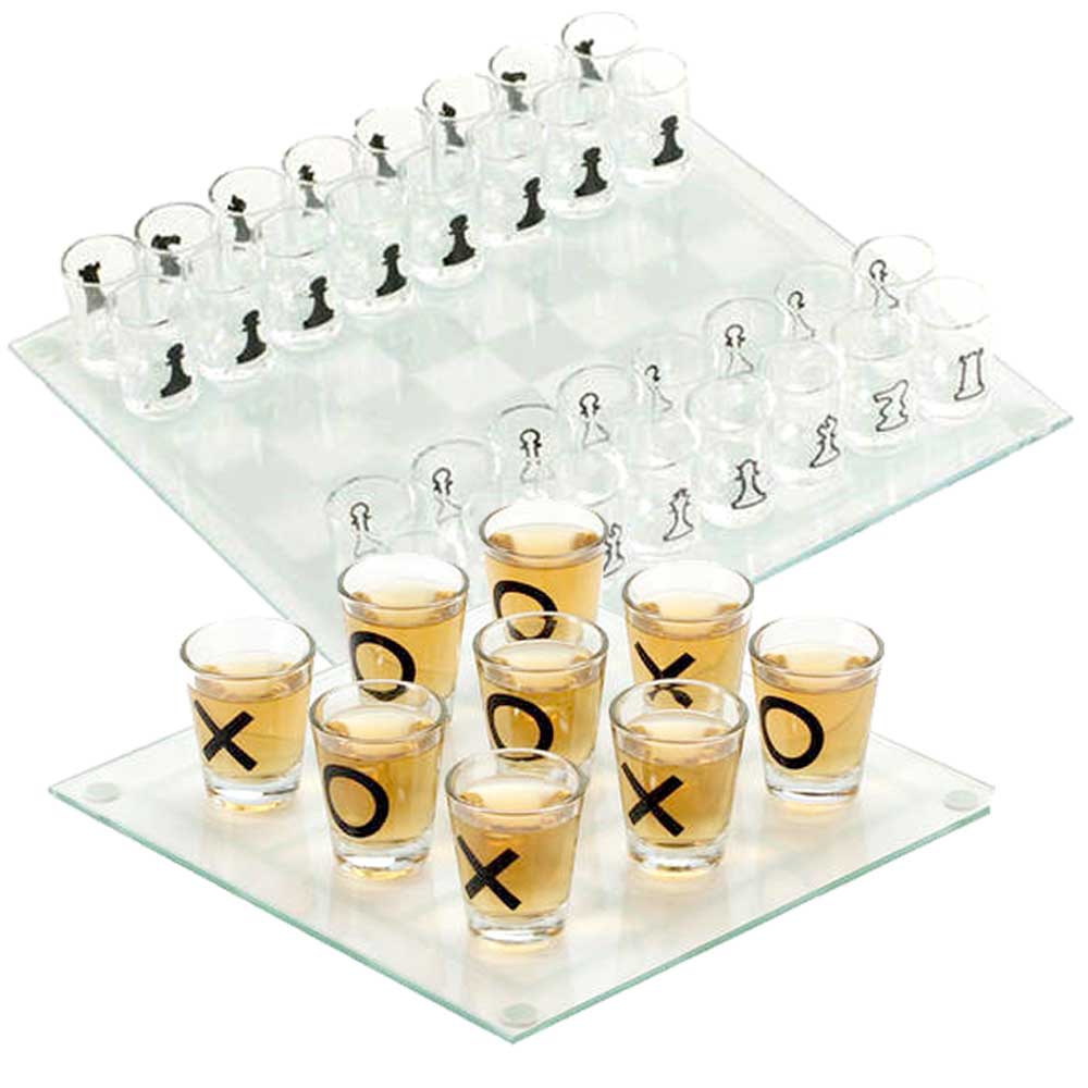 2 Drinking Board Games Chess and Tic Tac Toe G8Central