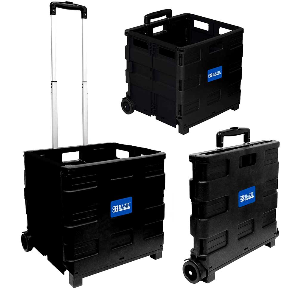 16" X 18" X 15" Collapsible Folding Utility Rolling Carts With Telescopic Handle, 70 Lbs Load Capacity