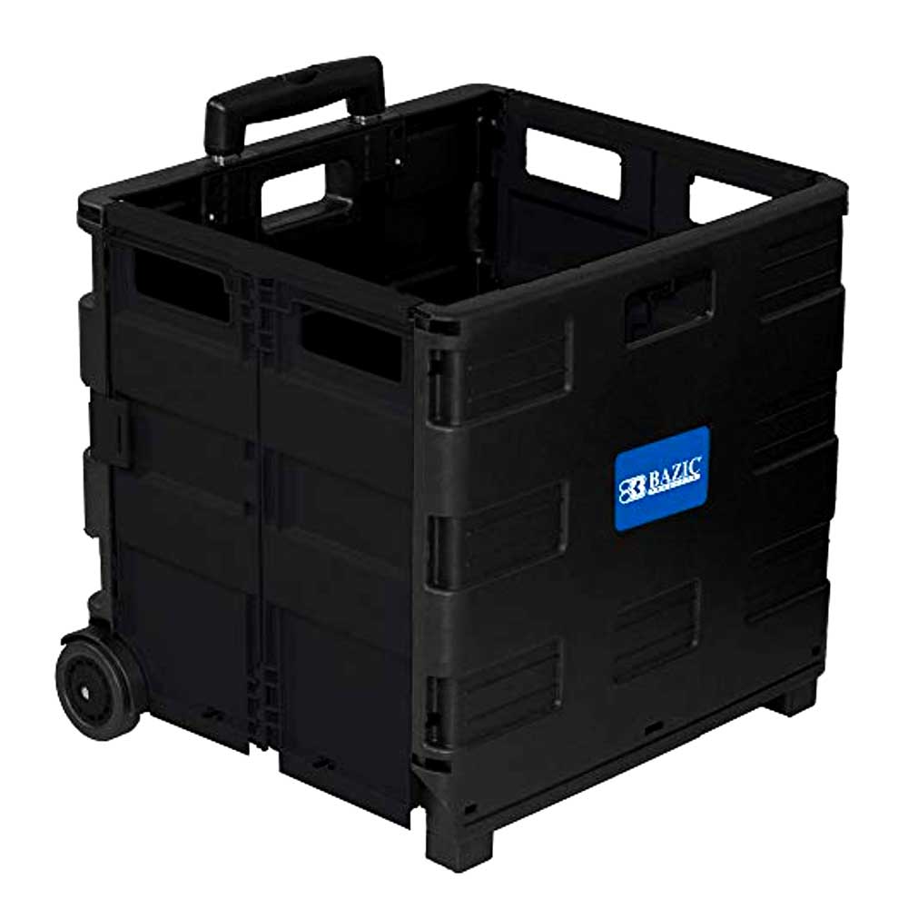 16" X 18" X 15" Collapsible Folding Utility Rolling Carts With Telescopic Handle, 70 Lbs. Load Capacity with Lid