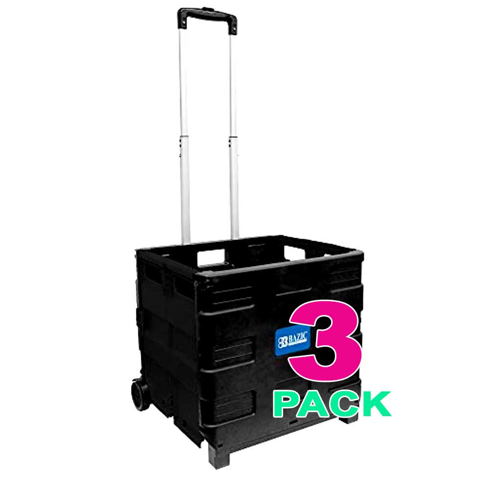 16" X 18" X 15" Collapsible Folding Utility Rolling Carts With Telescopic Handle, 70 Lbs Load Capacity