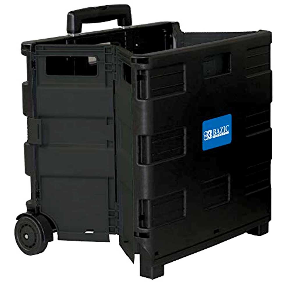 16" X 18" X 15" Collapsible Folding Utility Rolling Carts With Telescopic Handle, 70 Lbs. Load Capacity with Lid