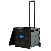 Collapsible Folding Utility Rolling Carts With Lid Cover. Telescopic Handle | Black
